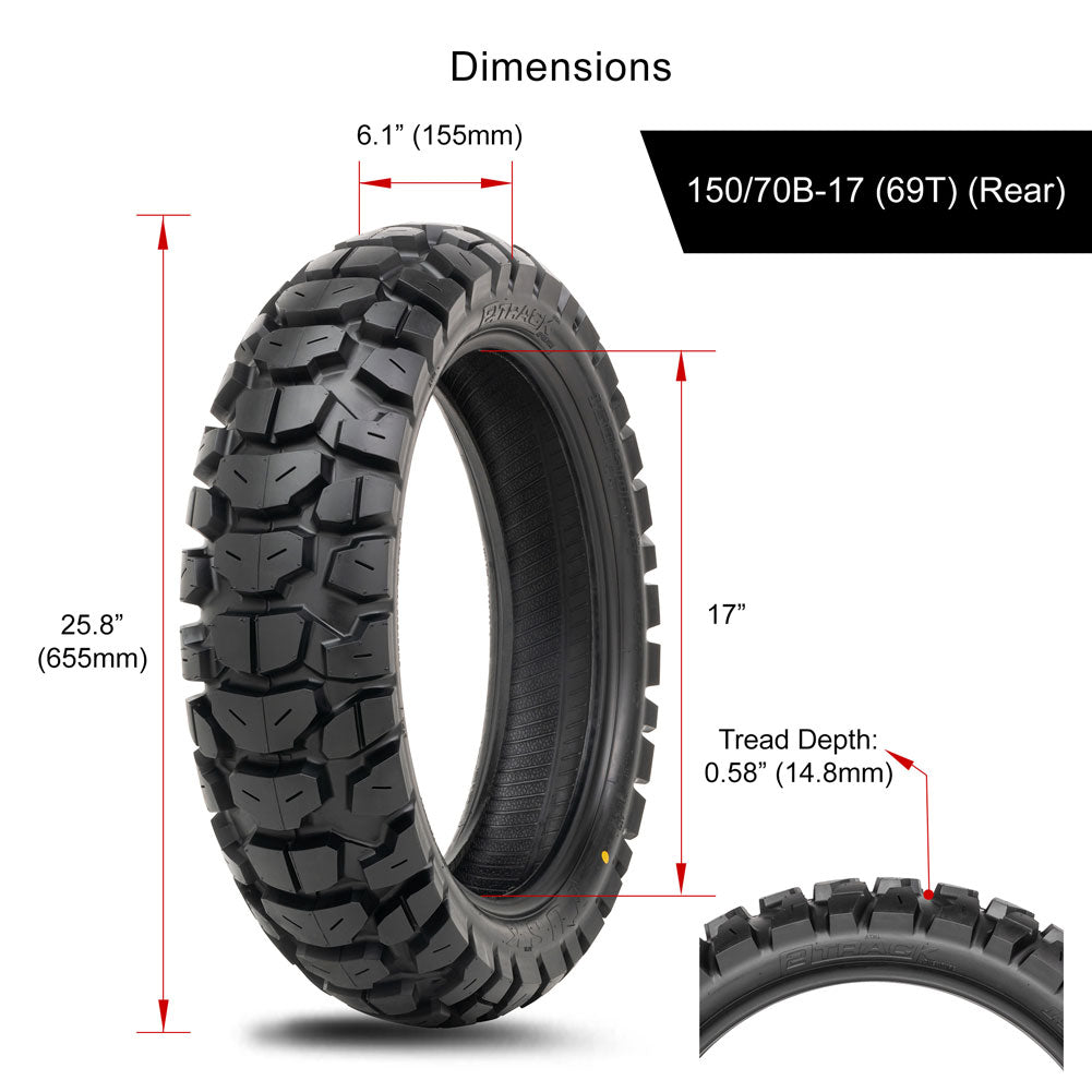 Tusk 2138110004 2Track Adventure Tire Set 90/90-21 (54T)/150/70B-17 (69T)