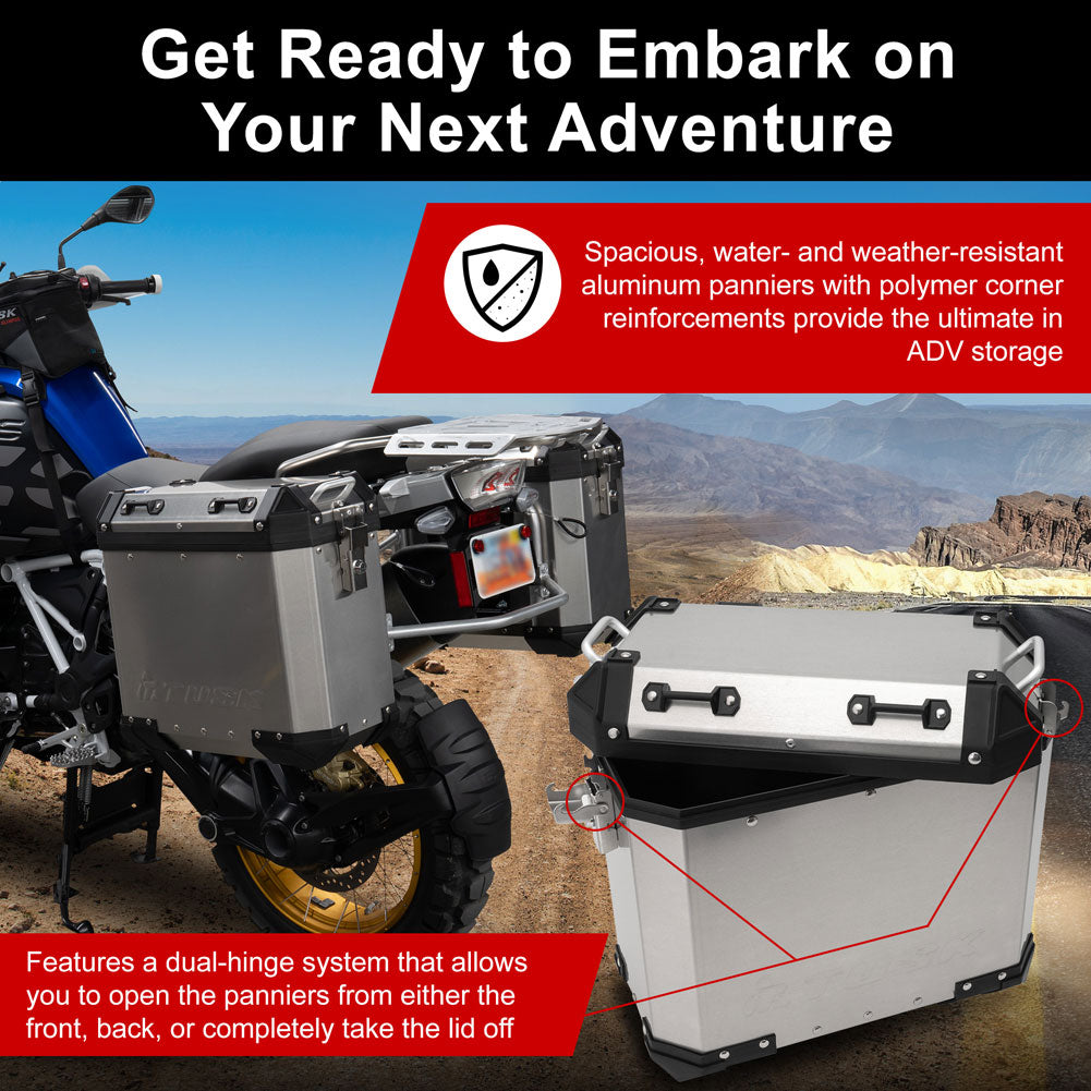 Tusk 2154070001 Frontier Panniers 38 Liter Brushed Aluminum