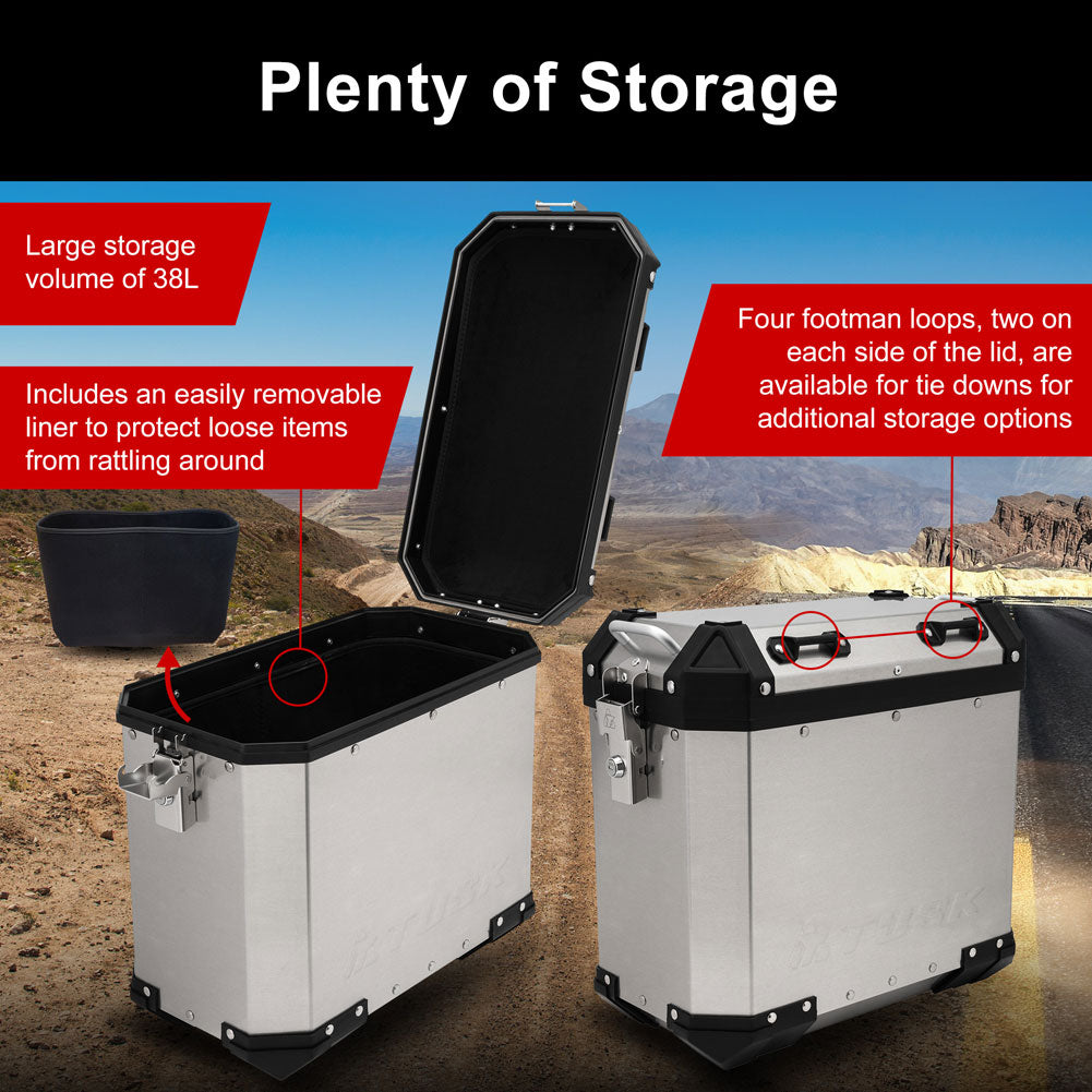 Tusk 2154070001 Frontier Panniers 38 Liter Brushed Aluminum