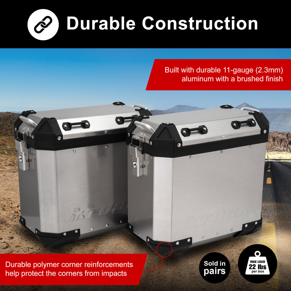 Tusk 2154070001 Frontier Panniers 38 Liter Brushed Aluminum