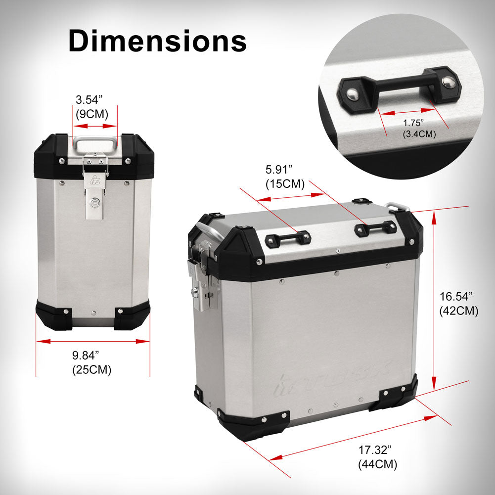 Tusk 2154070001 Frontier Panniers 38 Liter Brushed Aluminum