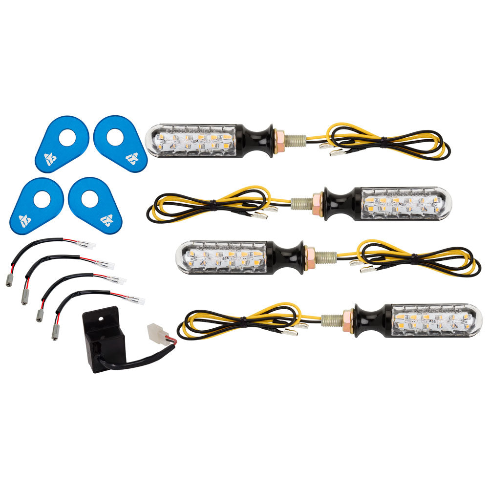 Tusk 2159290016 LED Turn Signal Kit Style 3 Standard (F/R) Blue Adapter Plate