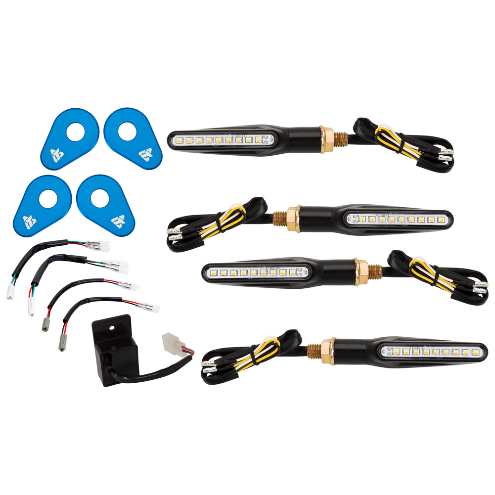 Tusk 2159290020 LED Turn Signal Kit Style 2 DRL(F)/Brake(R) Blue Adapter Plate