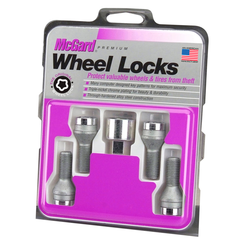 McGard 27181 Wheel Lock Bolt Set - 4pk. (Cone Seat) M14X1.5 / 17mm Hex / 29.0mm Shank Length - Chrome