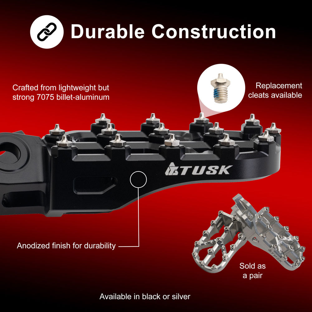 Tusk 2160780011 Strike Billet Moto Foot Pegs Black