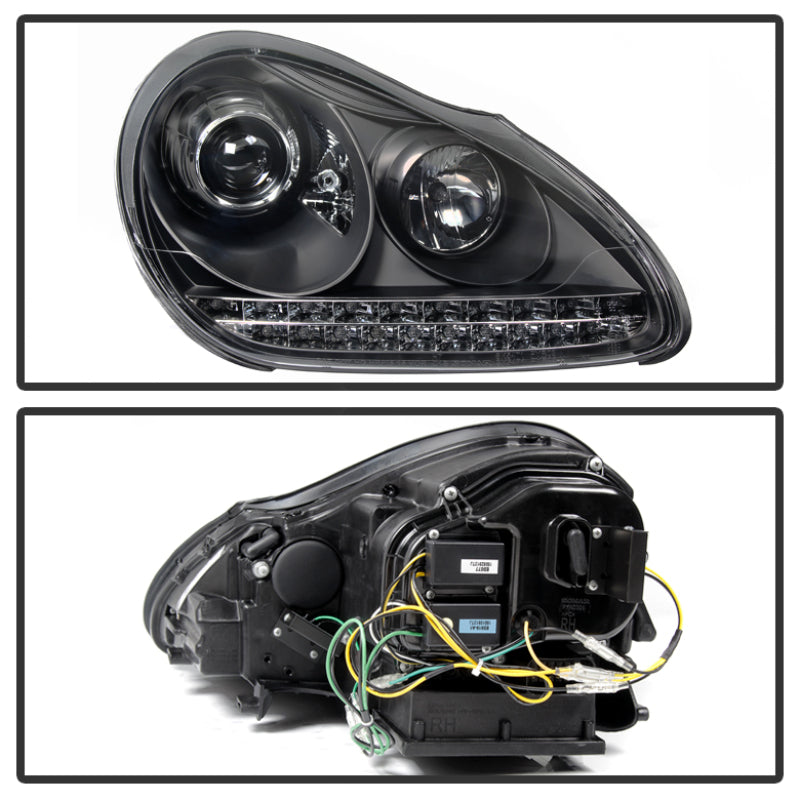 Spyder 5080967 fits Porsche 03-06 Cayenne Projector Xenon/HID Model- DRL LED Bl