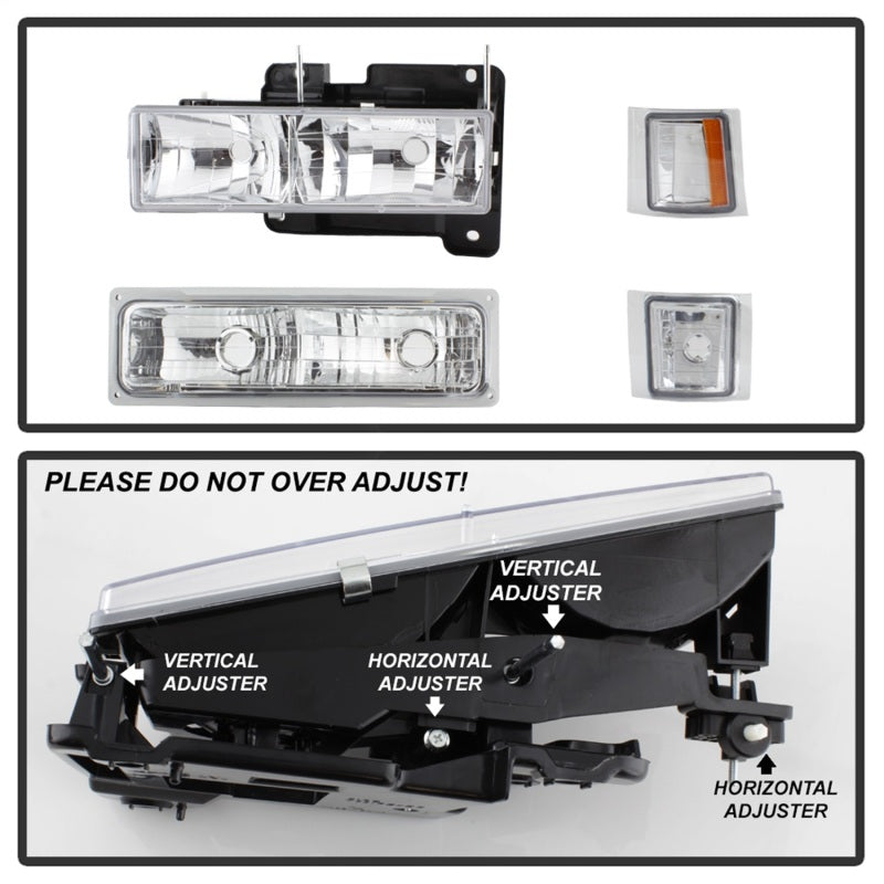5069535 Xtune fits Chevy 94-98 Suburban Headlights w/ Corner & Parking Lights