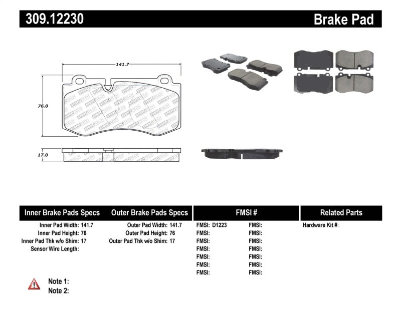 Stoptech 309.1223 Performance Brake Pads
