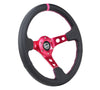 NRG RST-006FH RST-006FH Reinforced Steering Wheel Black Leather/ Fushia Center