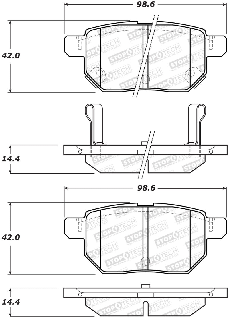 Stoptech 308.1423 Street Brake Pads - Rear