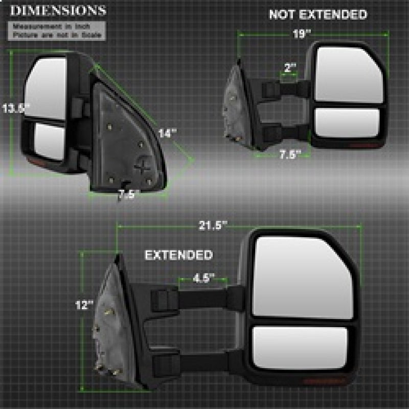 xTune 9943126 08-15 fits Ford F-250 SD Heated Adj LED Signal Power Mirror - Smk