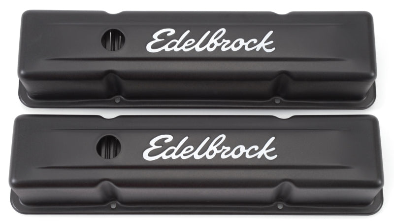 Edelbrock 4643 Valve Cover Signature Series fits Chevrolet 1959-1986 262-400 CI V8 Tall Black