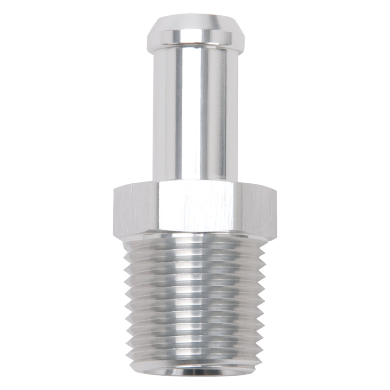 Edelbrock 8121 Hose End Straight 1/2In NPT to 1/2In Barb Clear Anodize