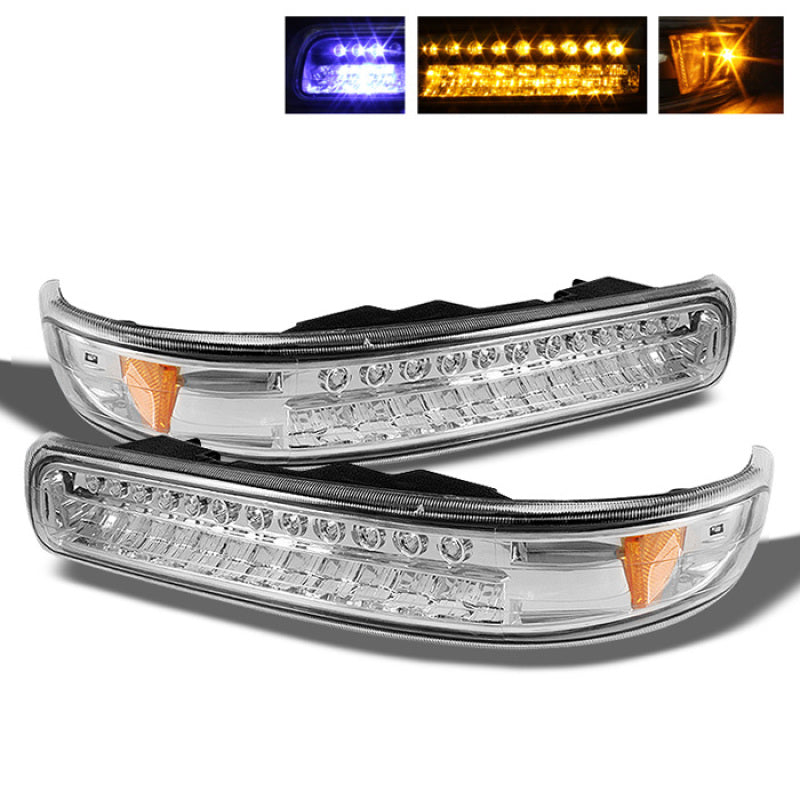 5014573 Xtune fits Chevy 99-02 Silverado LED Amber Bumper Lights Chrome CBL-CS