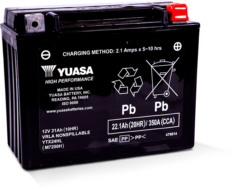 Yuasa YUAM7250H YTX24HL Maintenance Free AGM 12 Volt Battery