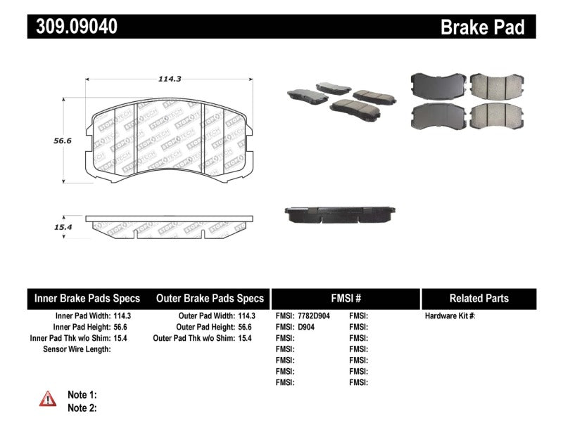 Stoptech 309.0904 Performance Brake Pads