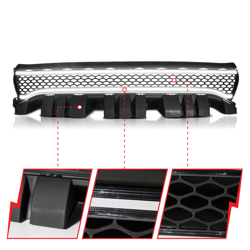 ANZO 901028 15-23 fits Dodge Charger Black LED Grille w/ Initiation & Running Light/DRL Bar