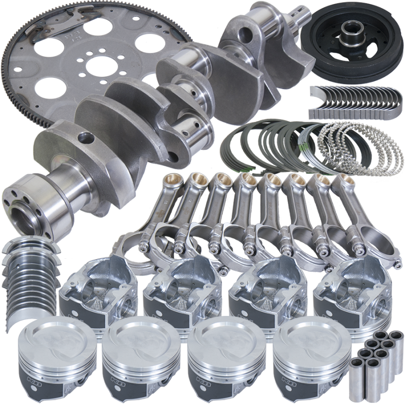 Eagle B13004L06053 fits Chevy 350 1Pc 3.750in Crank 5.700in I-Beam Rod 4.060in Pistons 153 Tooth FP Balanced Assembly