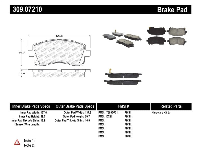 Stoptech 309.0721 Performance 02-03 WRX Front Brake Pads