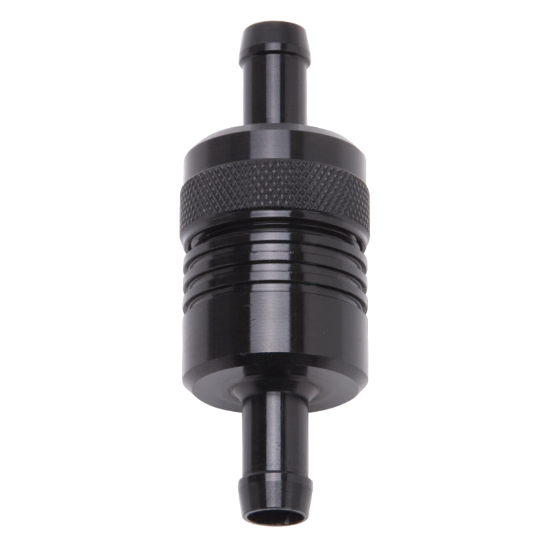 Edelbrock 8157 Fuel Filter Aluminum 3In X 01/ 1/8In 3/8In Inlet/Outlet Black