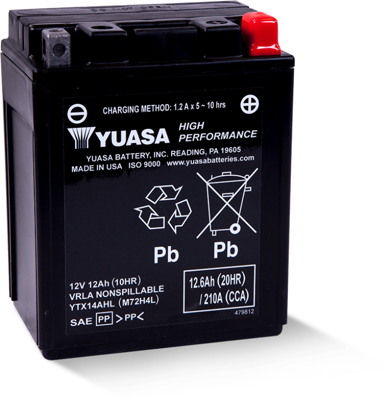Yuasa YUAM72H4L YTX14AHL Maintenance Free AGM 12 Volt Battery