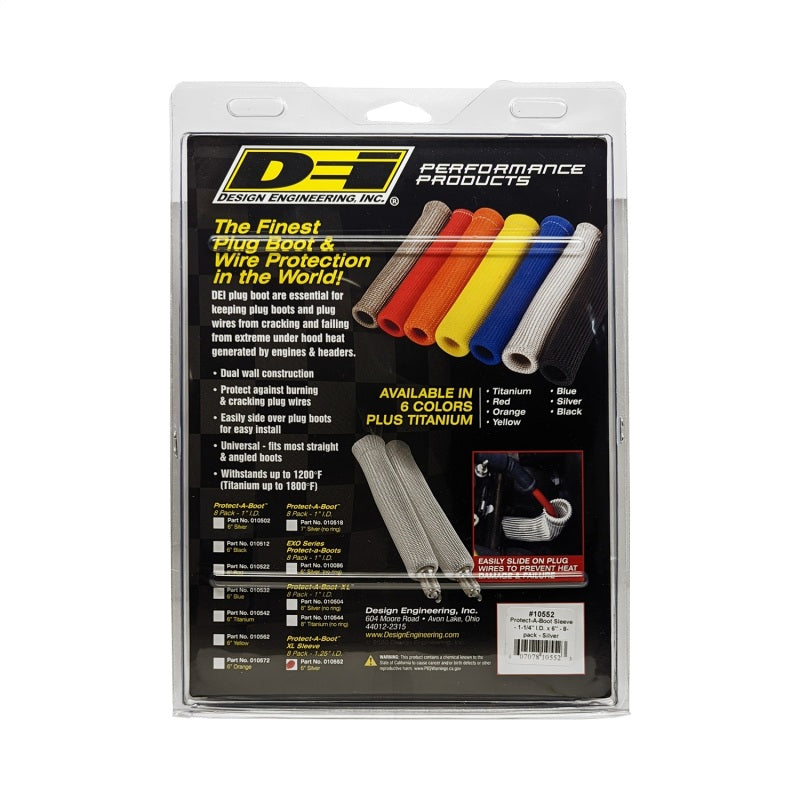 DEI 10552 Protect-A-Boot Sleeve - 1-1/4in I.D. x 6in - 8-pack - Silver