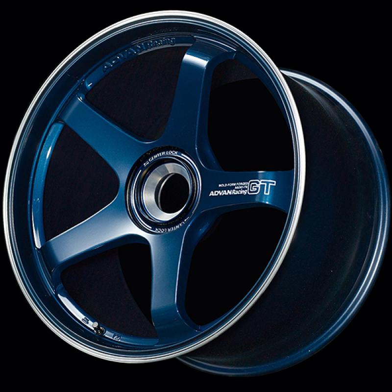 Advan YAQ1J59PDP GT for fits Porsche 21x9.5 / +59 Offset / 5x130 / 71.8mm Bore / Racing Titanium Blue and Ring