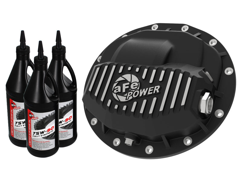 AFE 46-70402-WL Pro Series Front Diff Cover Black Machined & Gear Oil 13-18 fit
