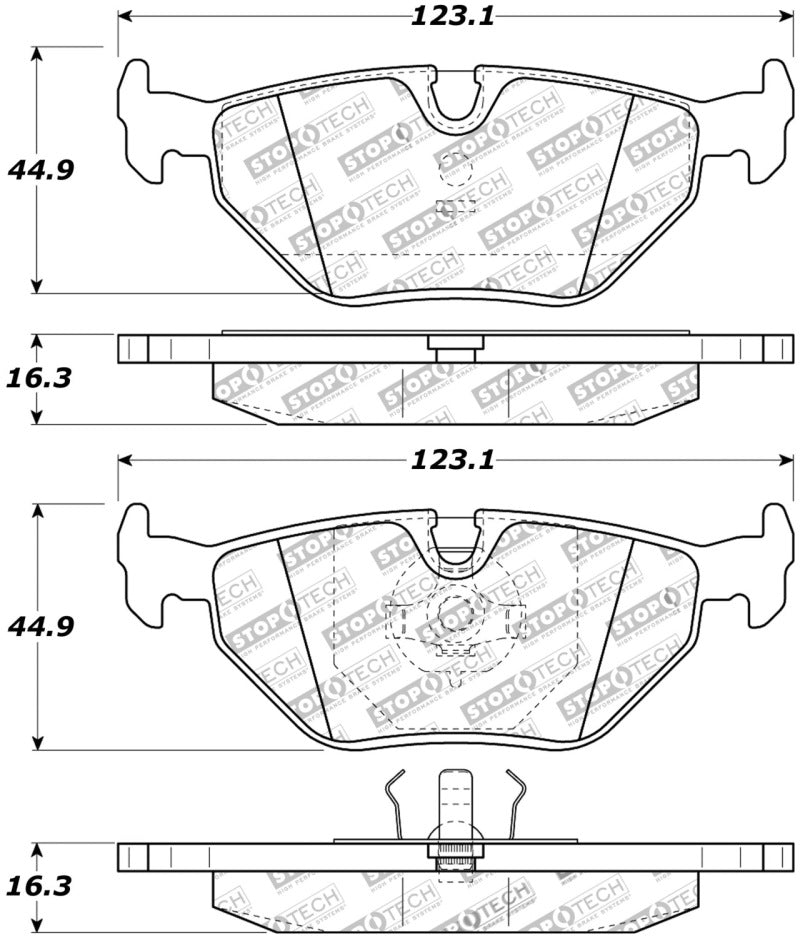 Stoptech 308.0396 Street Touring 87-99 BMW M3 / 89-93 M5 Rear Street Touring Brake Pads