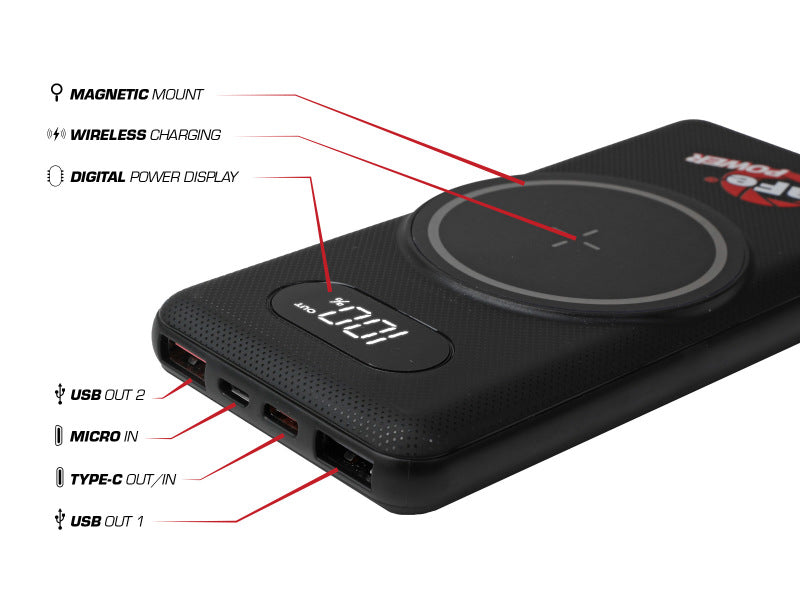 AFE 40-10248 Wireless 10,000 MAH Power Bank w/Digital Display