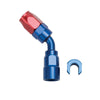 Russell 611210 Performance 3/8in SAE Quick Disc Female to -6 Hose Red/Blue 45 Degree Hose End