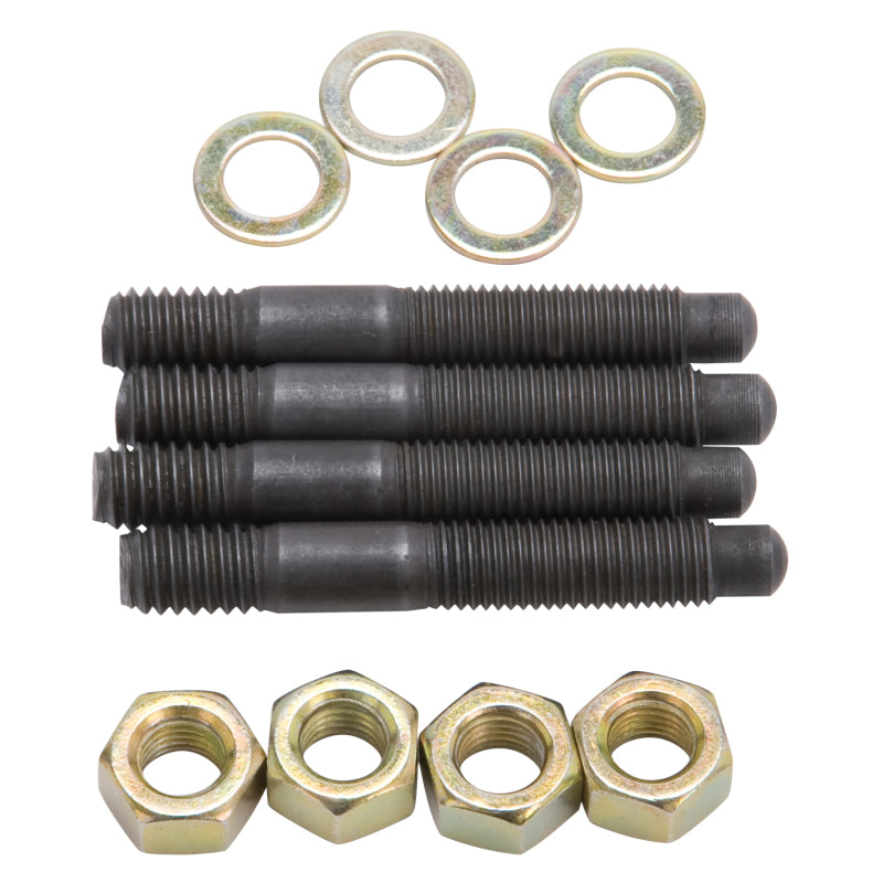 Edelbrock 8060 Carburetor Mounting Studs Bullet Nosed Black Oxide Gold Iridite Washers/Nuts Set of 4