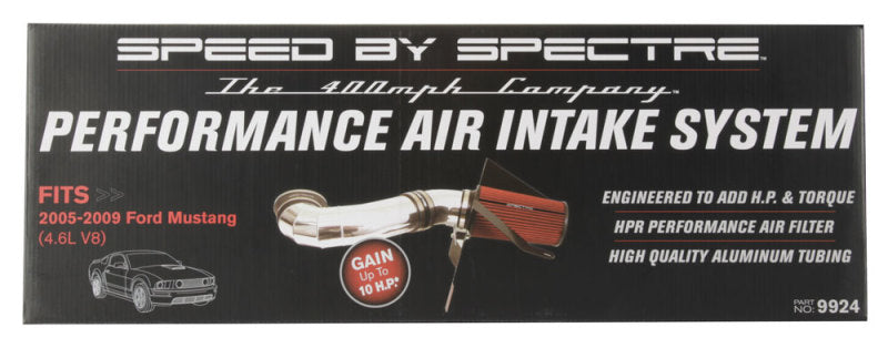 Spectre 9924 05-09 fits Ford Mustang GT V8-4.6L F/I Air Intake Kit - Polished w/Red Filter