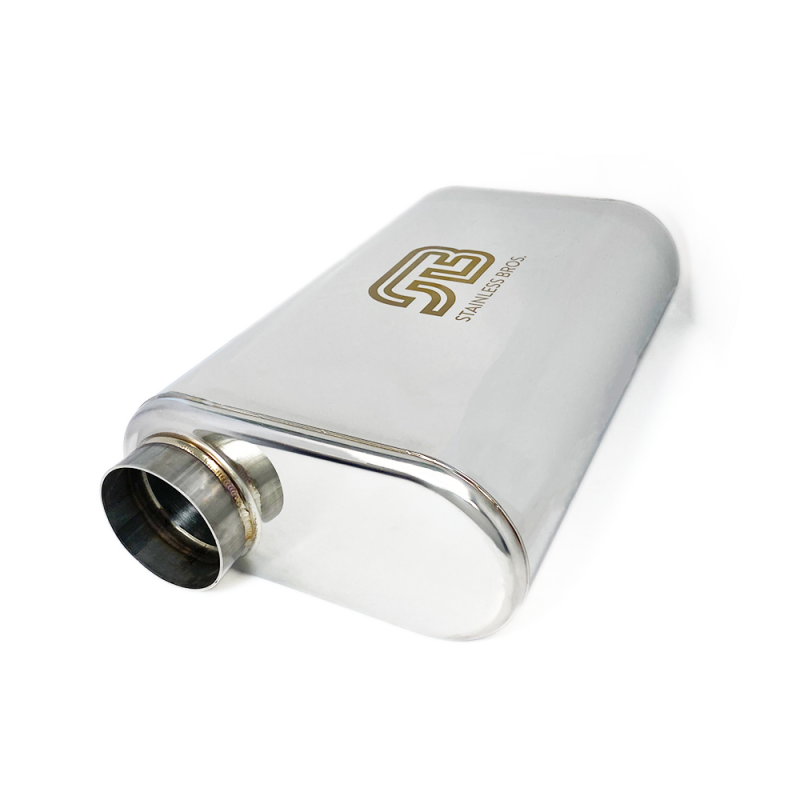 Stainless Bros 616-07623-0230 17in Overall Length 3in Thin Oval SS304 Muffler -