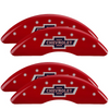 MGP 14173SBANRD 4 Caliper Covers Engraved F & R 100th Anniv Red Finish Silver Ch