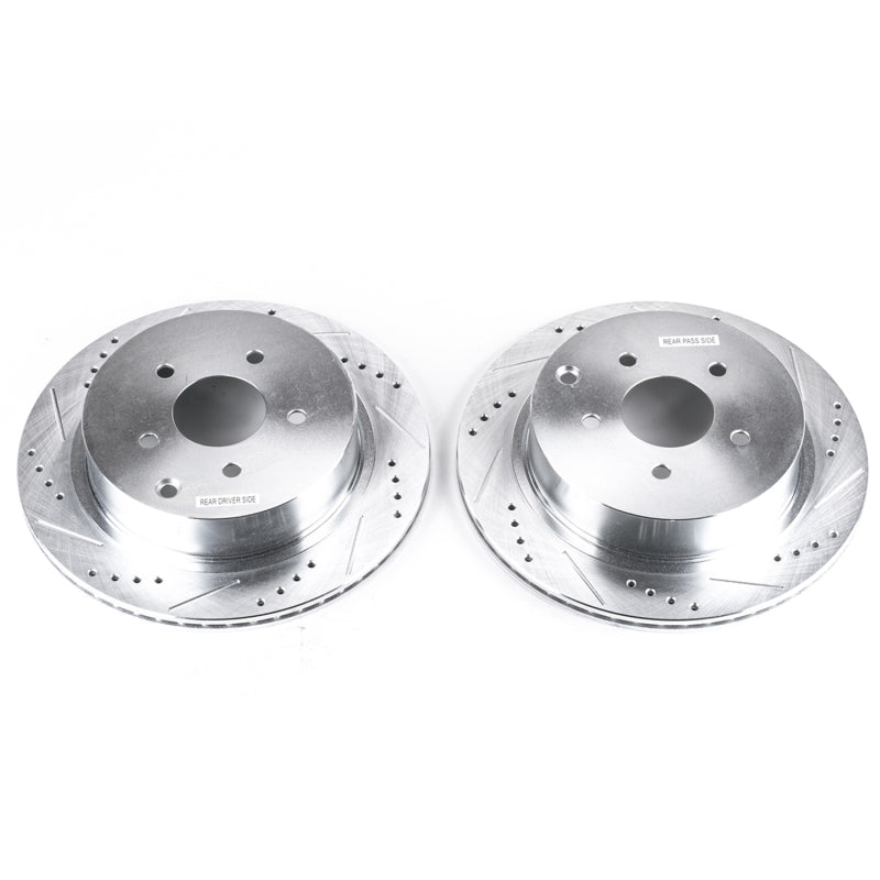 PowerStop fits Infiniti 03-12 FX35 Rear Evolution Drilled & Slotted Rotors -