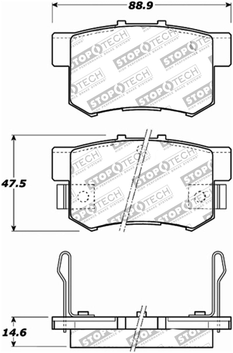 Stoptech 309.0537 fits Honda S2000/Accord/Acura TSX/RSX Rear Brake Pads