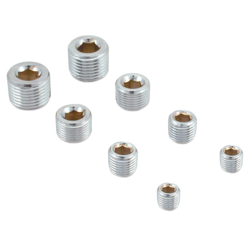 Spectre 60183 Pipe Plug Kit - Includes (2) 1/8in. / (2) 1/4in. / (2) 3/8in. / (2) 1/2in. Plugs - Chrome