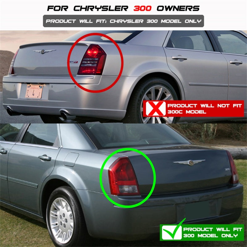 Spyder 5083333 fits Chrysler 05-07 300 V2 Light Bar LED Tail Lights - Red Clear