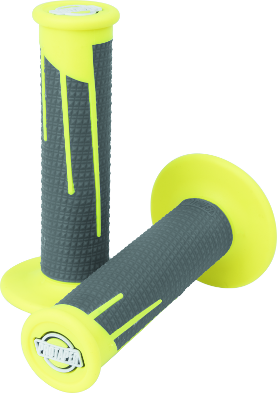 ProTaper 21686 Full Diamond Clamp-On Grips - Neon Yellow/Dark Gray