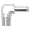Edelbrock 8168 Hose End 90-Deg 3/8In NPT to 3/8In Barb Clear Anodize