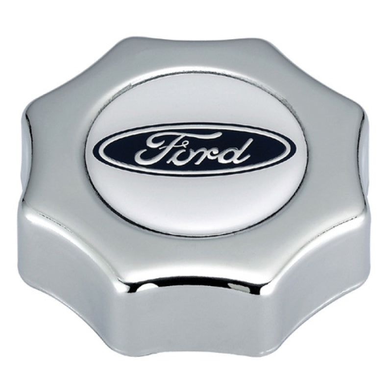 Ford Racing 302-230 fits Ford Oval Logo Screw In Type Oil Fill Cap - Chrome Finish