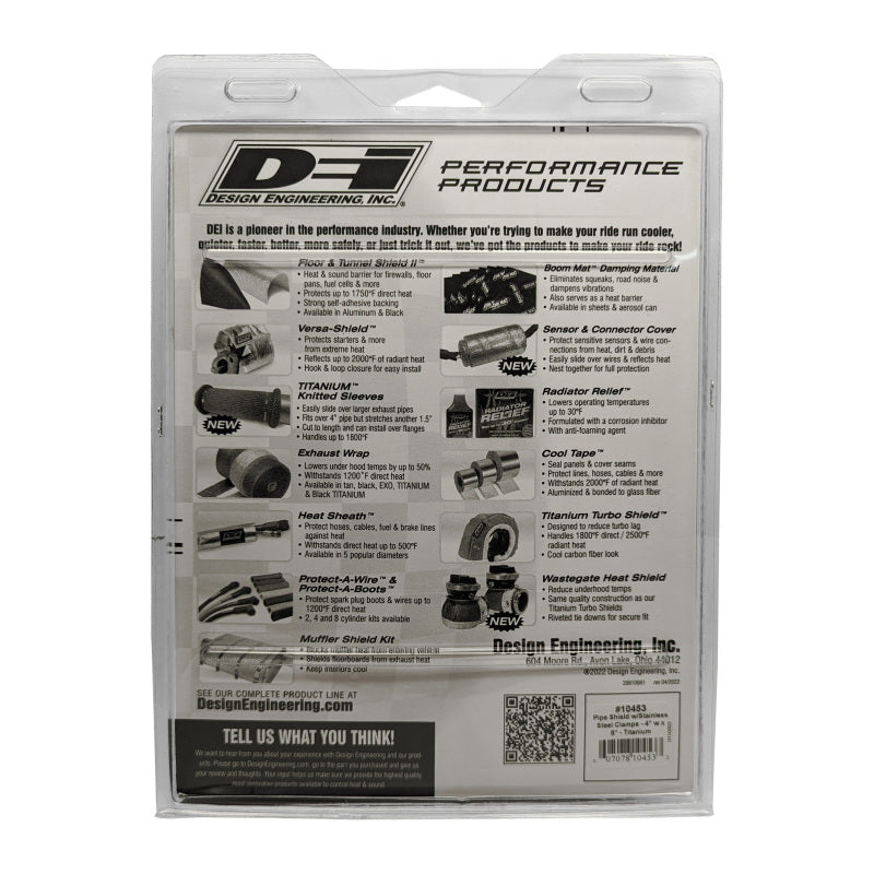 DEI 10453 Pipe Shield w/Stainless Steel Clamps - 4in x 8in - Titanium
