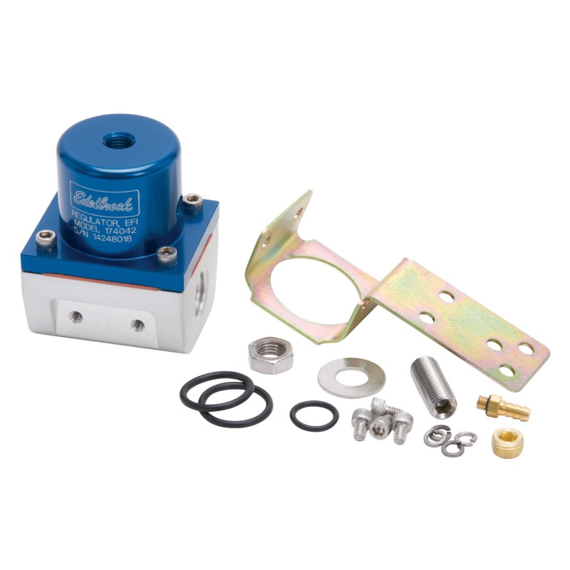 Edelbrock 174042 Fuel Pressure Regulator EFI 180 GPH 35-90 PSI -6 In/Out -6 Return Blue/Clear