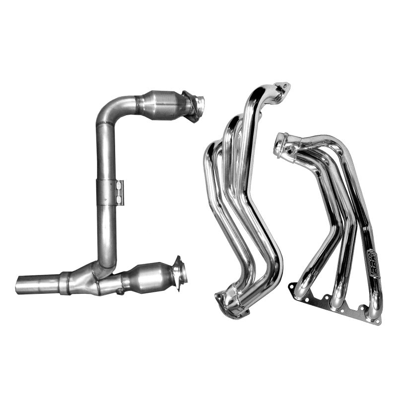 BBK 40500 fits Jeep 07-11 3.8 V6 Long Tube Exhaust Headers And Y Pipe And Conve