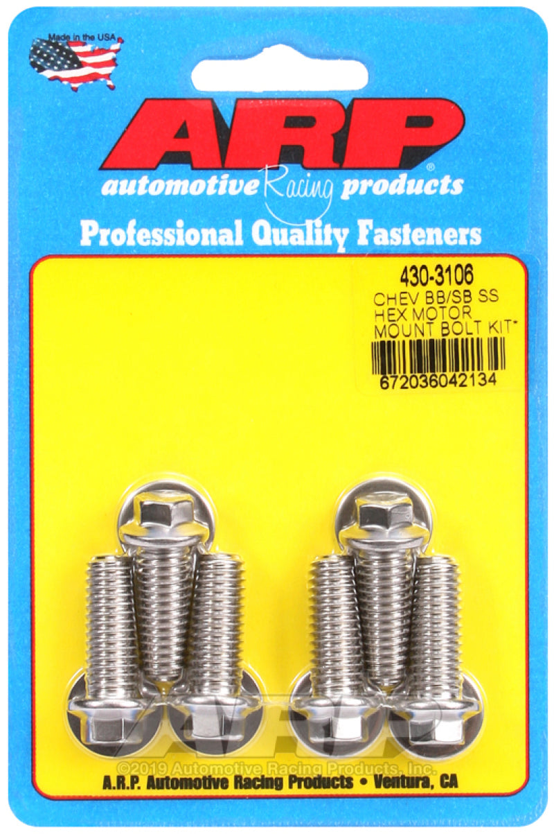 ARP 430-3106 fits Chevy Hex Motor Mount Bolt Kit w/ energy suspension Mounts
