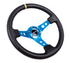 NRG RST-006BL-Y RST-006BL-Y Reinforced Steering Wheel Blk Leather w/Blue Cutout