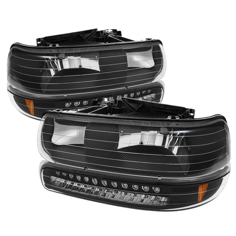 5069467 Xtune fits Chevy 00-06 TahOE Headlights w/ LED Bumper Lights Amber Bla