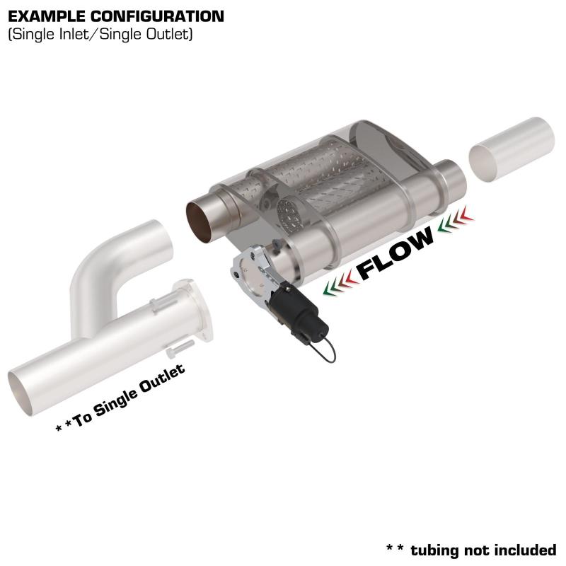 QTP 13303C 3in Weld-On Reverse 304SS Screamer Muffler Short Case w/Bolt-On QTEC Electric Cutout