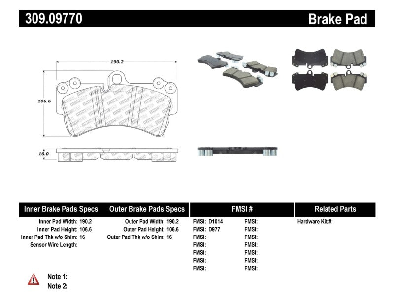 Stoptech 309.0977 Performance Porsche Brake Pads
